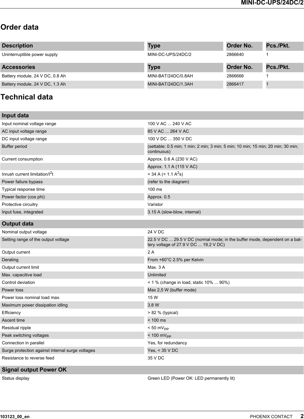 Page 2 of 9 - Data Sheet DB EN MINI-DC-UPS/24DC/2