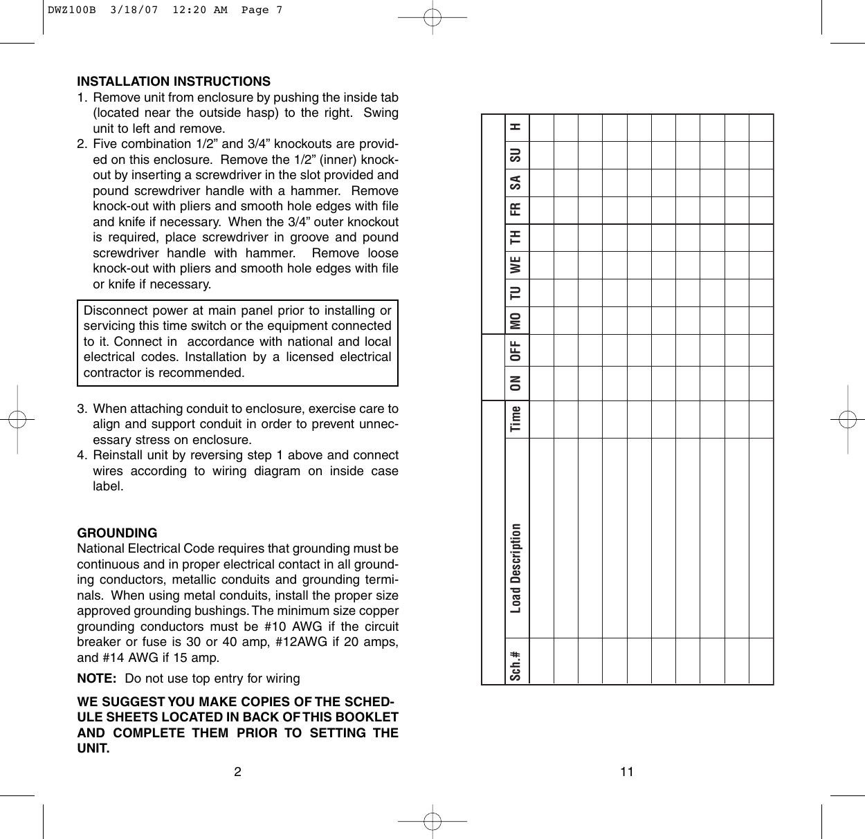 Page 4 of 8 - DWZ100B Installation Directions