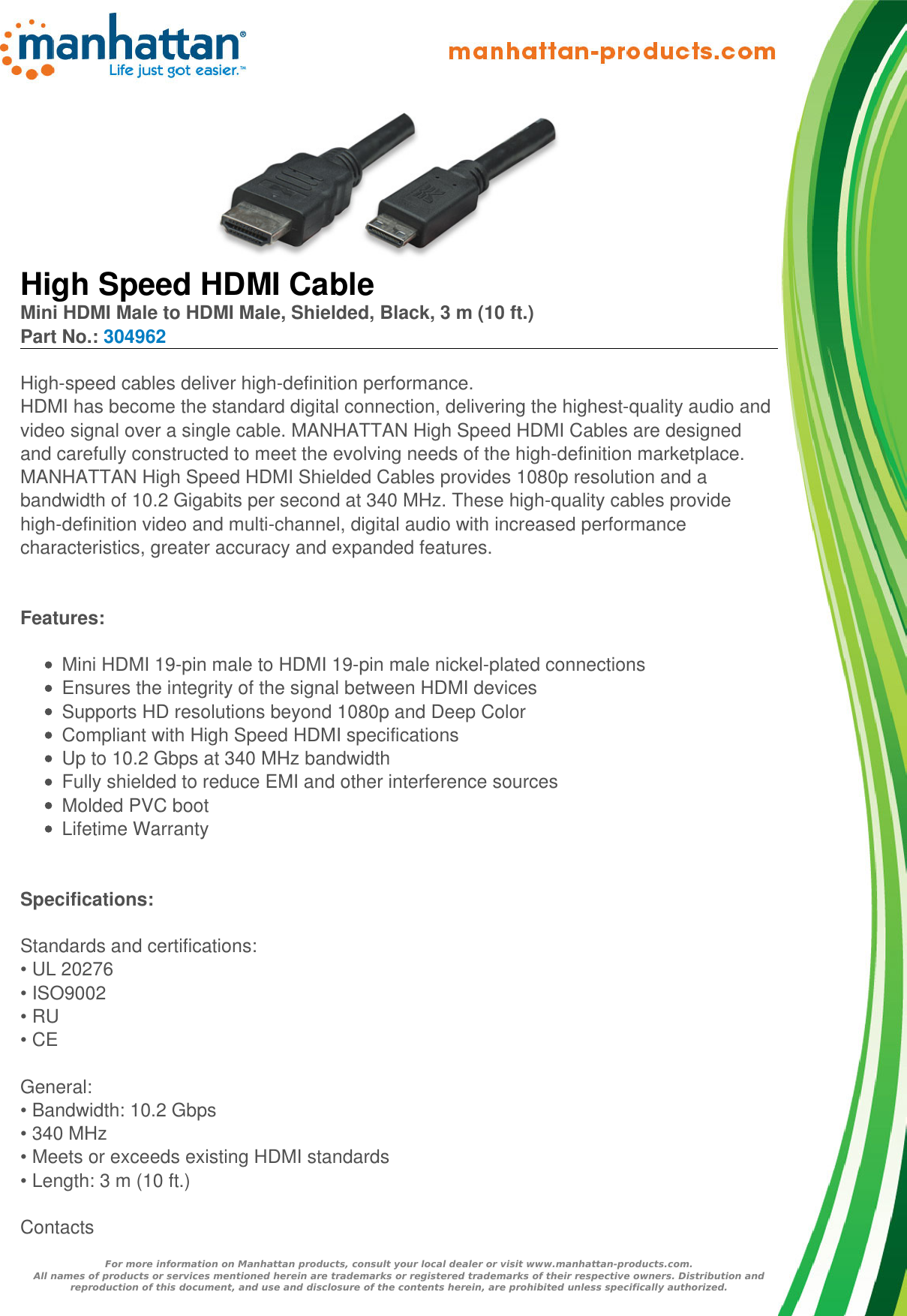 Page 1 of 2 - Datasheet  304962 English