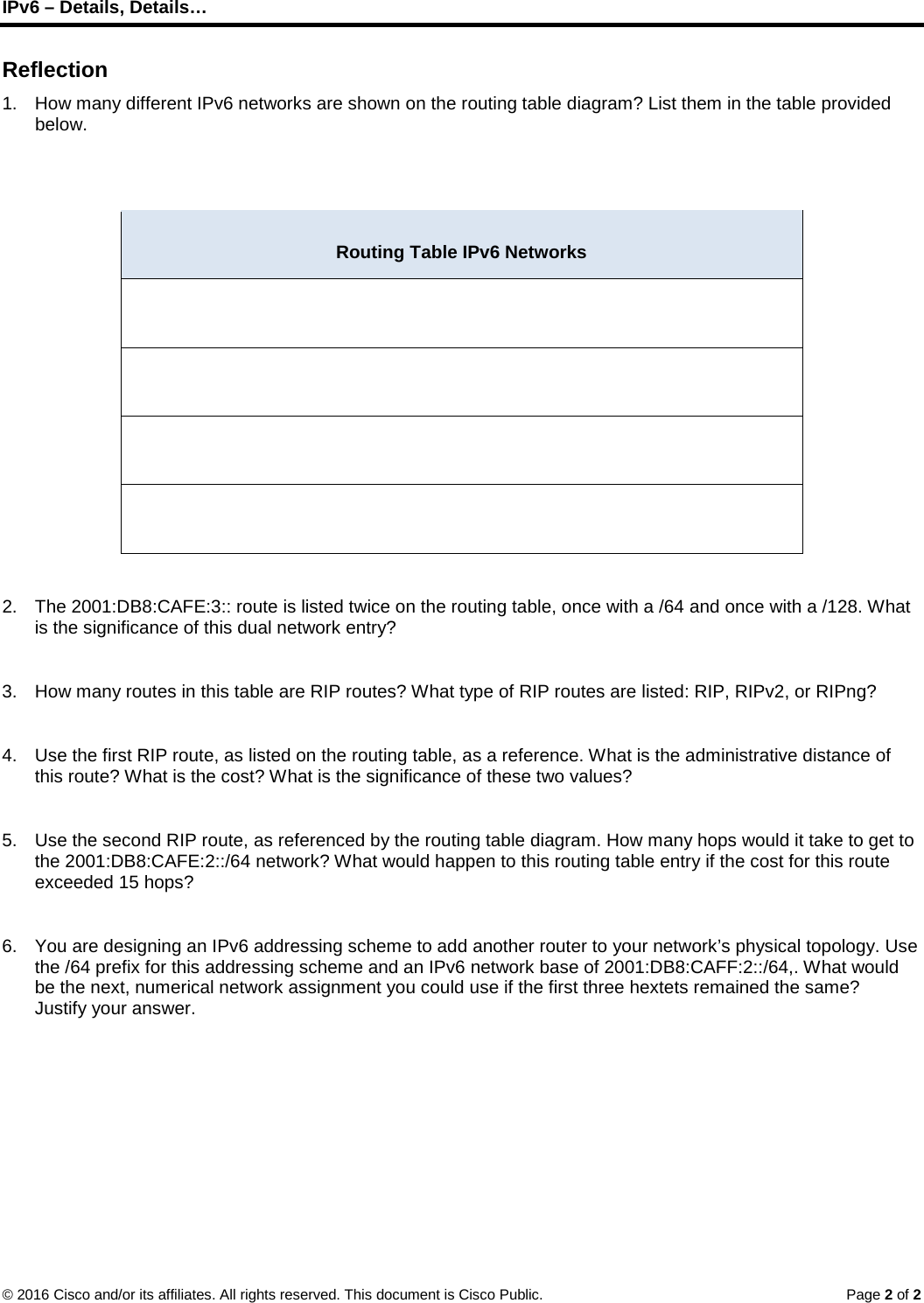 Page 2 of 2 - 3.4.1.1 Class Activity - IPv6 Details, Details... Instructions