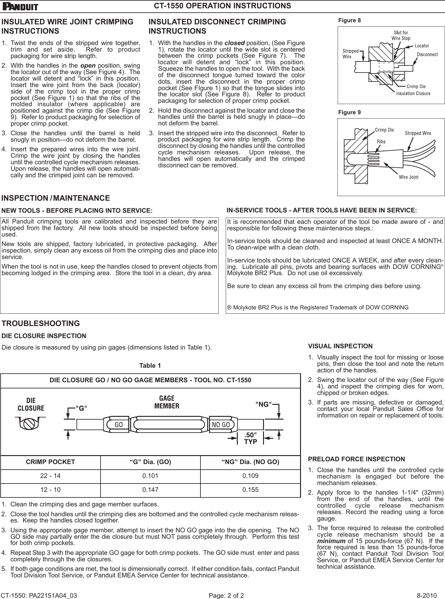 Page 2 of 2 - PA22151A04_03 CT-1550 9-2004  Installation Directions