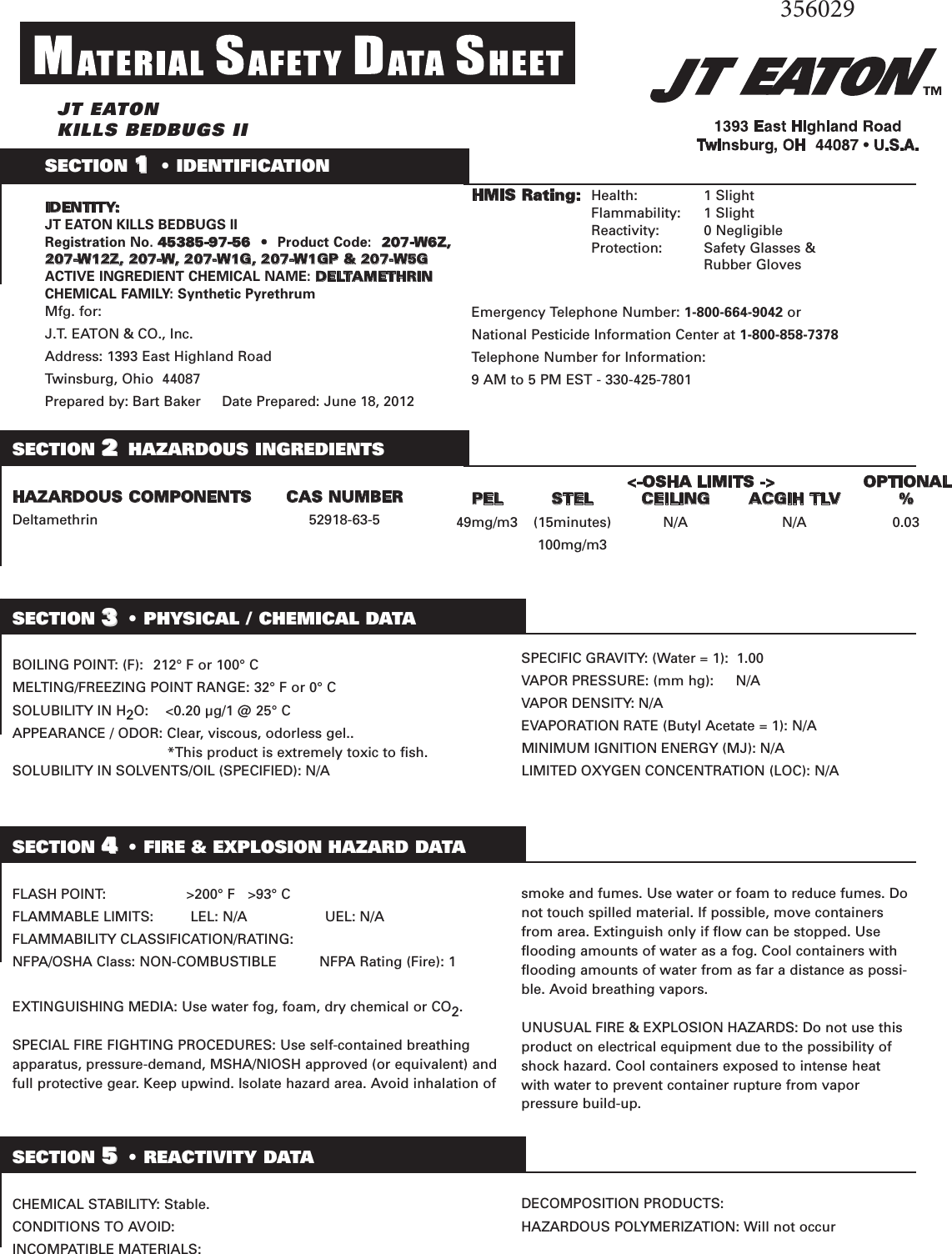 Page 1 of 3 - 45385-97-56 (206-W) MSDS  356029