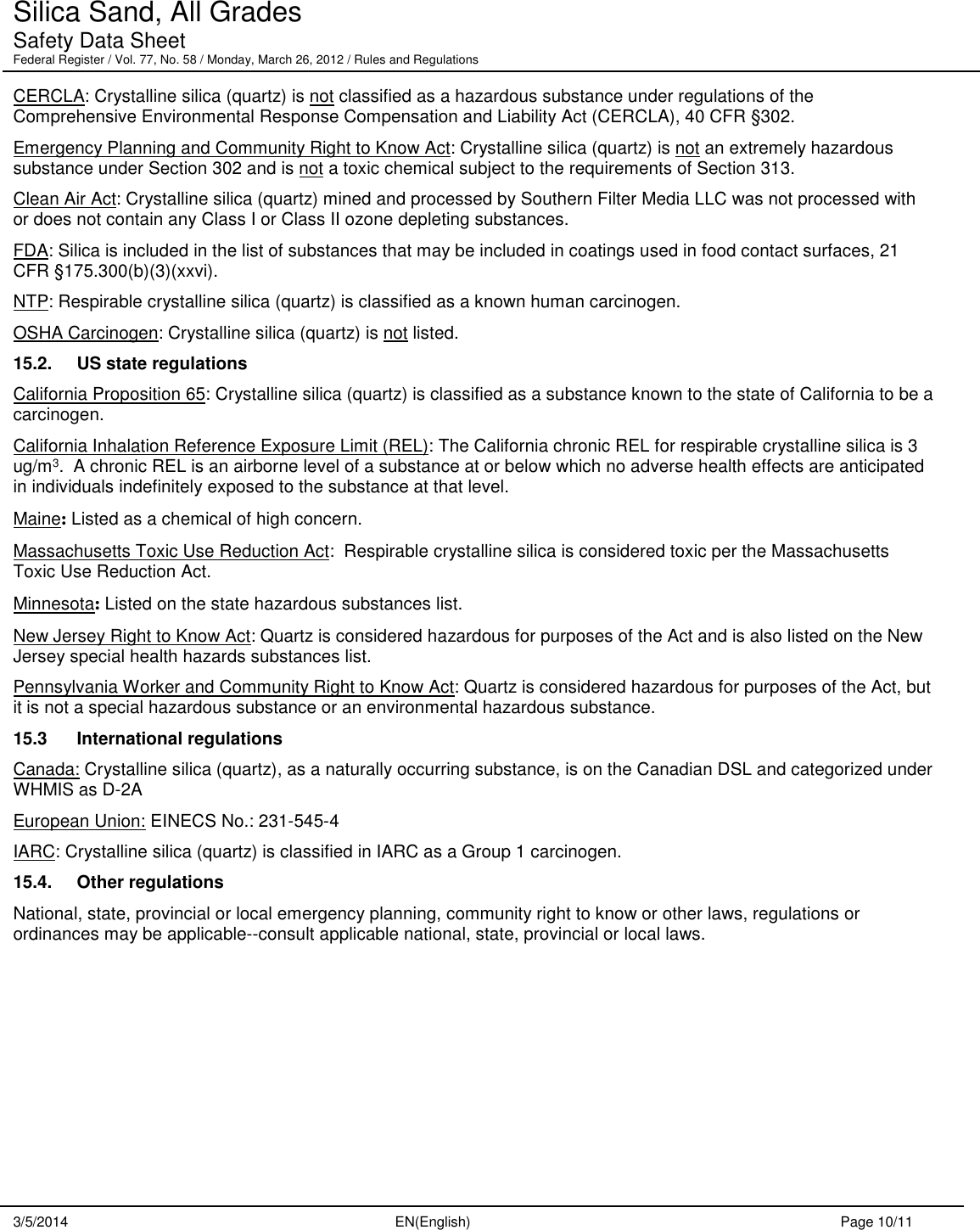 Page 10 of 11 - Material Safety Data Sheet  361034