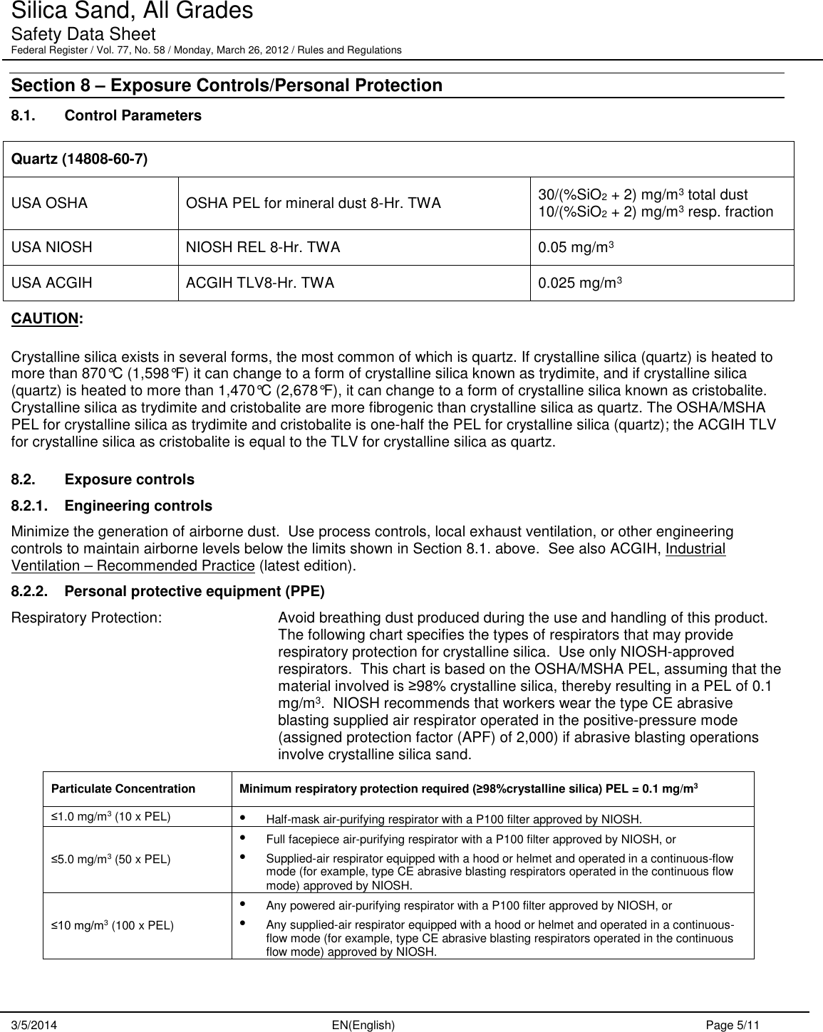 Page 5 of 11 - Material Safety Data Sheet  361034