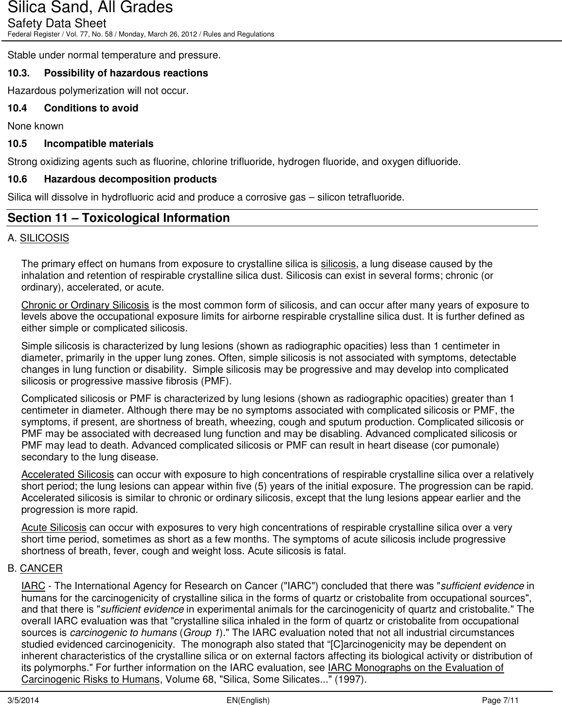Page 7 of 11 - Material Safety Data Sheet  361034