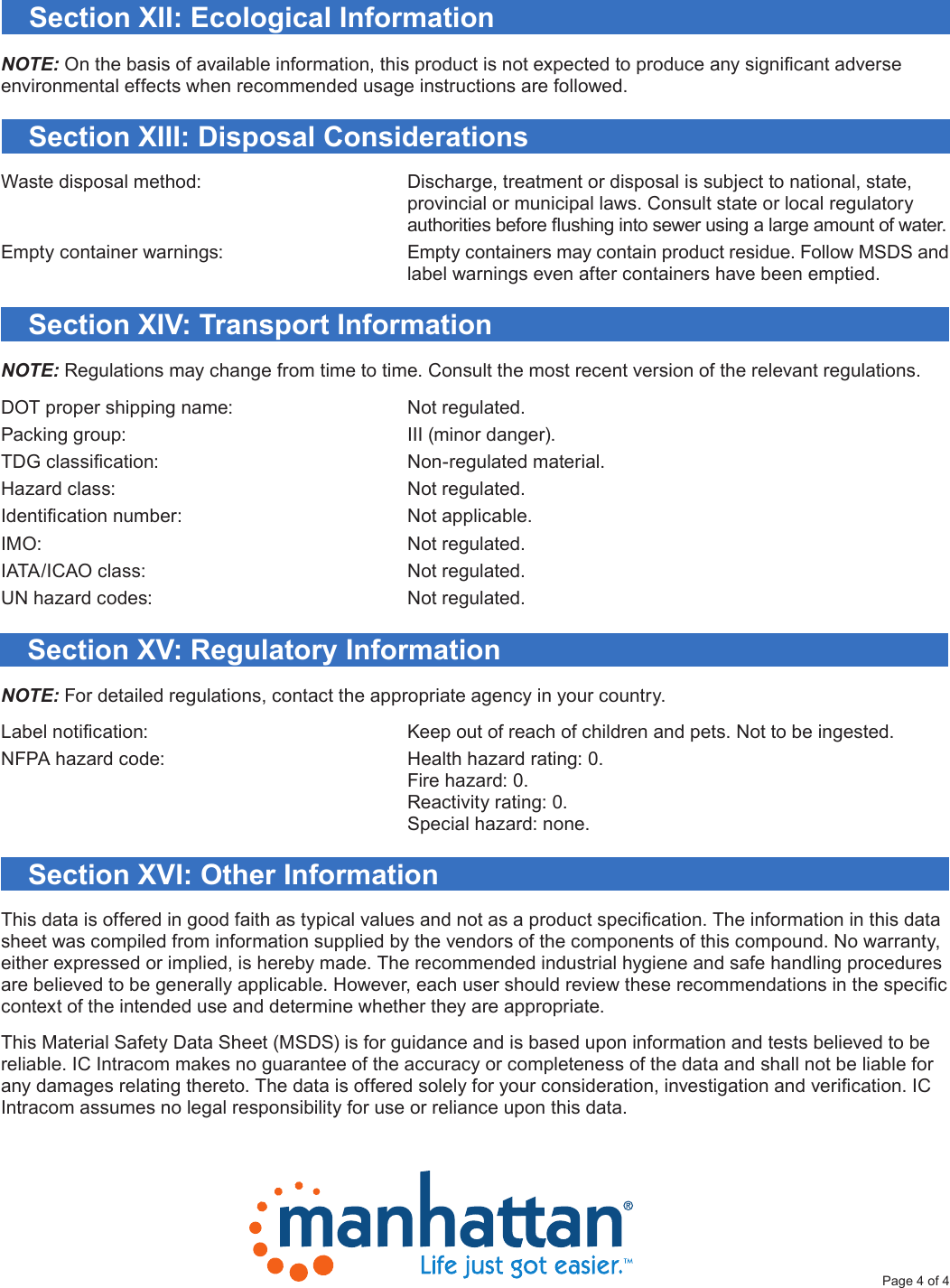 Page 4 of 4 - 421010 MSDS