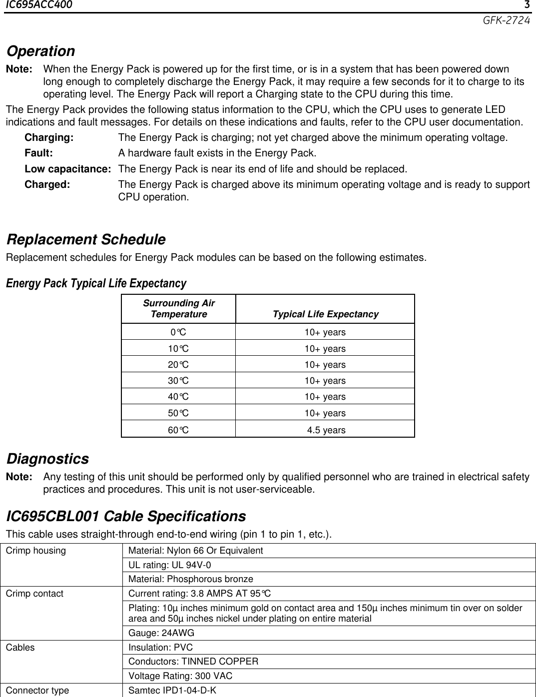 Page 3 of 4 - PACSystems RX3i Energy Pack, IC695ACC400, GFK-2724  Installation Directions