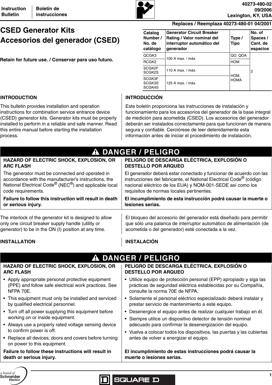 Page 1 of 4 - 40273-480-02 Installation Directions