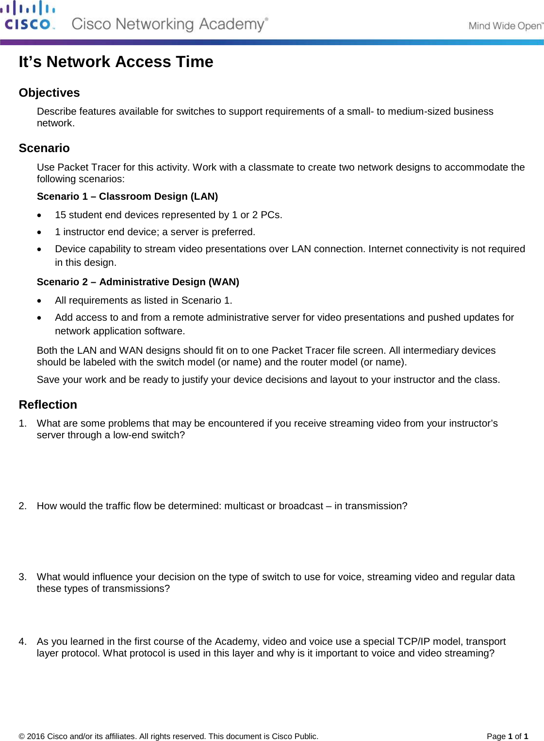 Page 1 of 1 - 4.3.1.1 It's Network Access Time Instructions