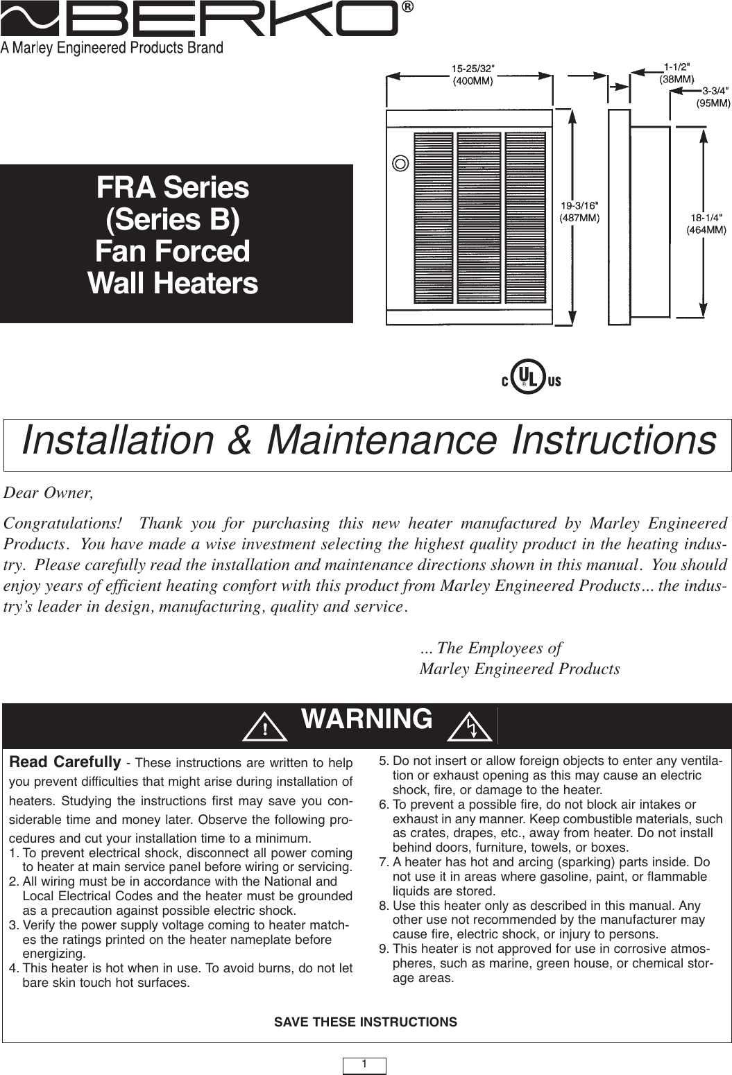 Page 1 of 5 - Installation Directions