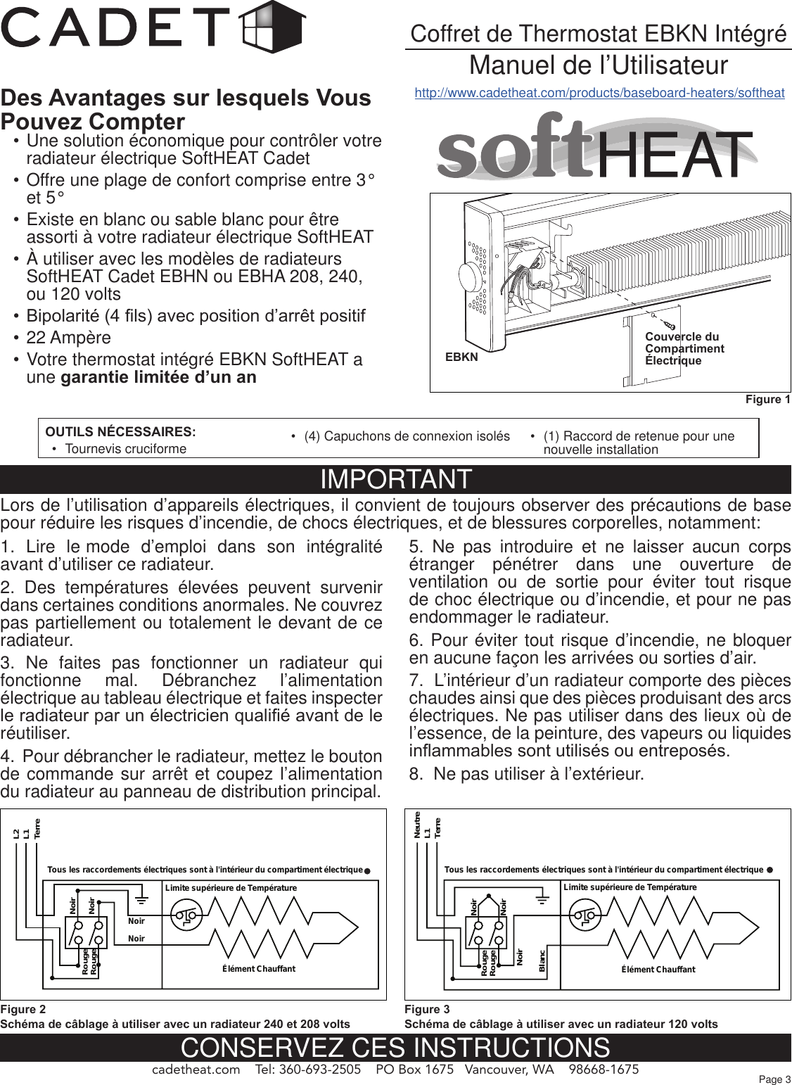 Page 3 of 6 - SoftHEAT EBKN Thermostat Owners Guide  Installation Directions