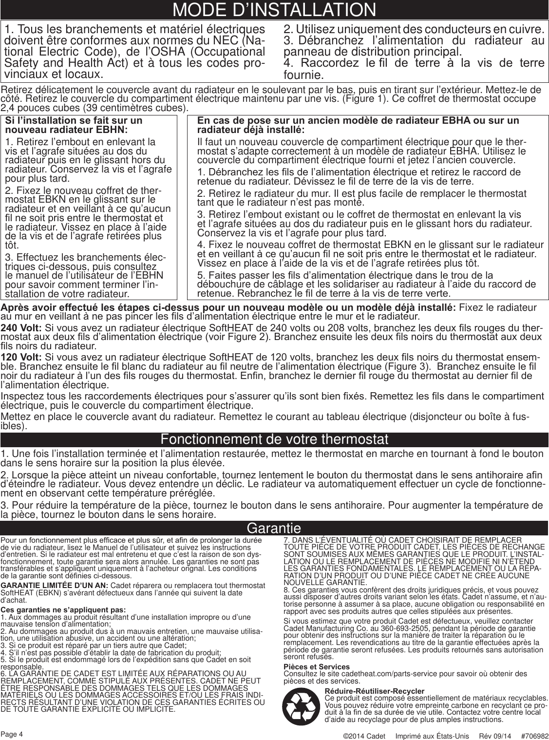 Page 4 of 6 - SoftHEAT EBKN Thermostat Owners Guide  Installation Directions