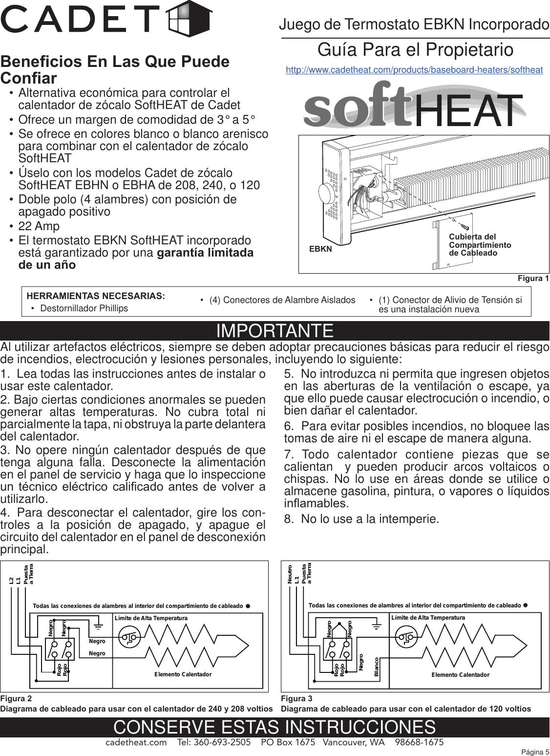 Page 5 of 6 - SoftHEAT EBKN Thermostat Owners Guide  Installation Directions