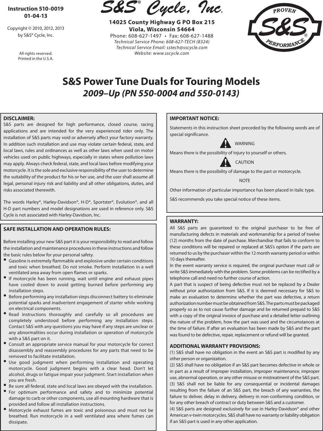 Page 1 of 3 - 510-0019-power-tune-duals-2009-up-instructions