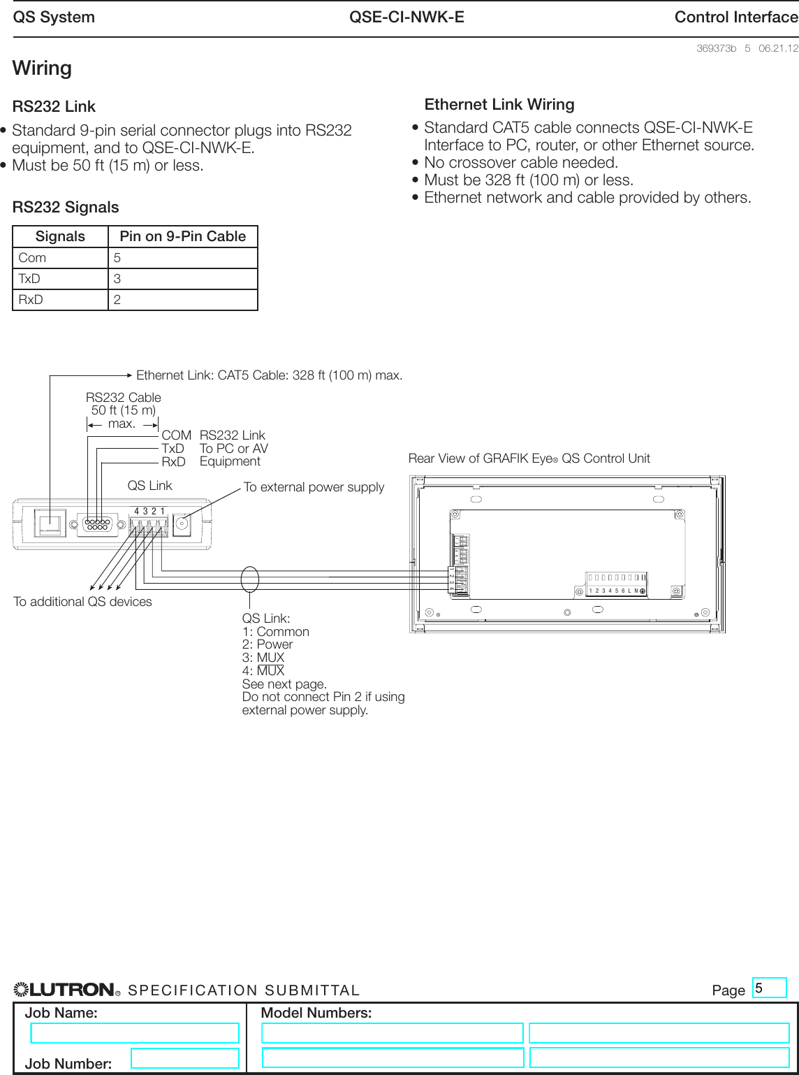 Page 5 of 6 - QSE-CI-NWK-E Control Interface