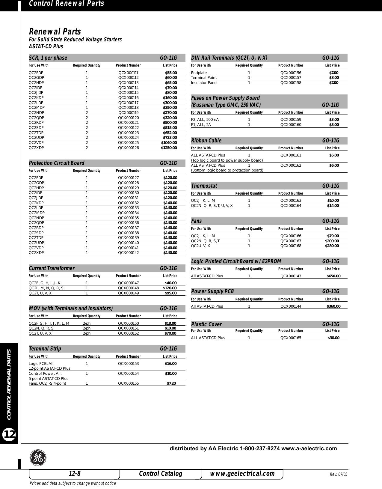 Page 8 of 8 - GE 2005 Control Catalog - Section 12  522426-Catalog