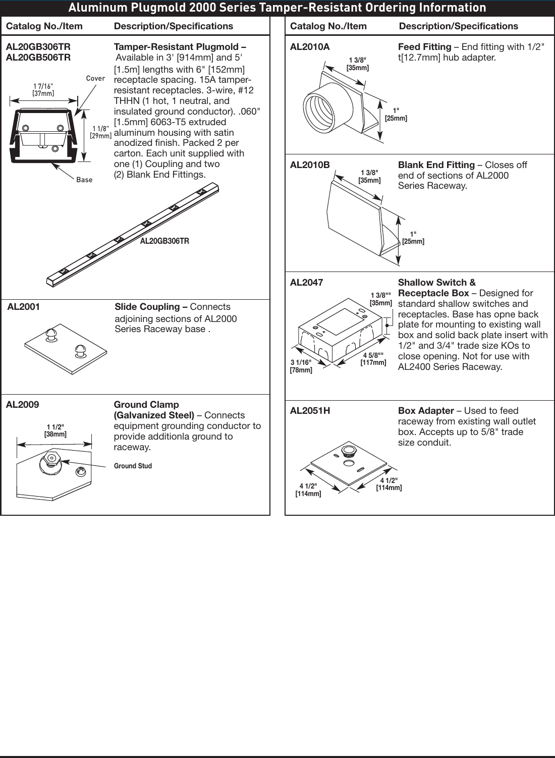 Plugmold 2000TR Series Product Specification