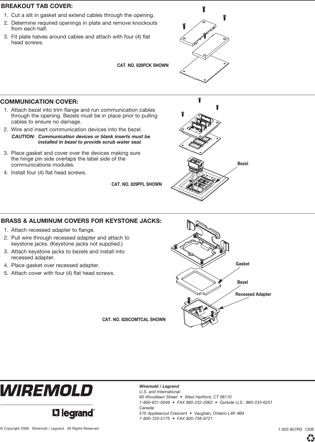 Page 4 of 4 - Rectangular Floor Box Covers Installation Instructions  Directions
