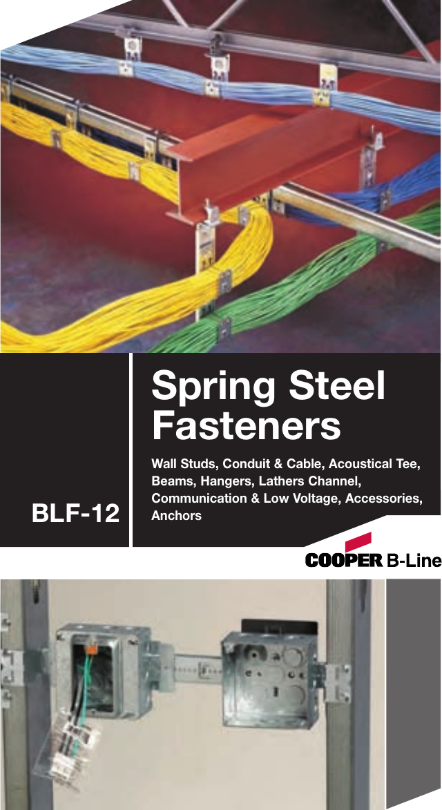 Cooper B Line Spring Steel Fasteners Catalog 558039