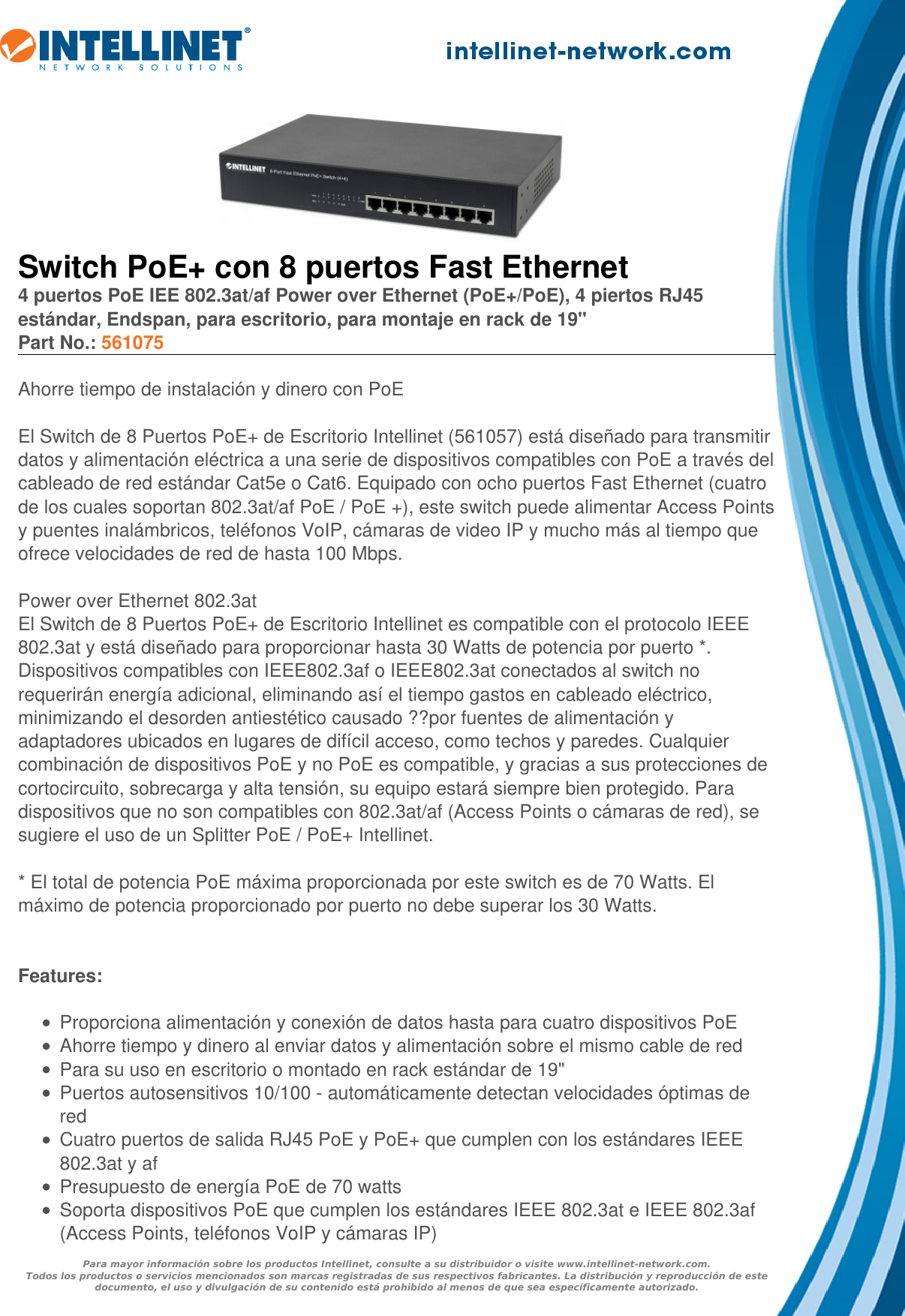 Page 1 of 3 - Datasheet  561075 Spanish