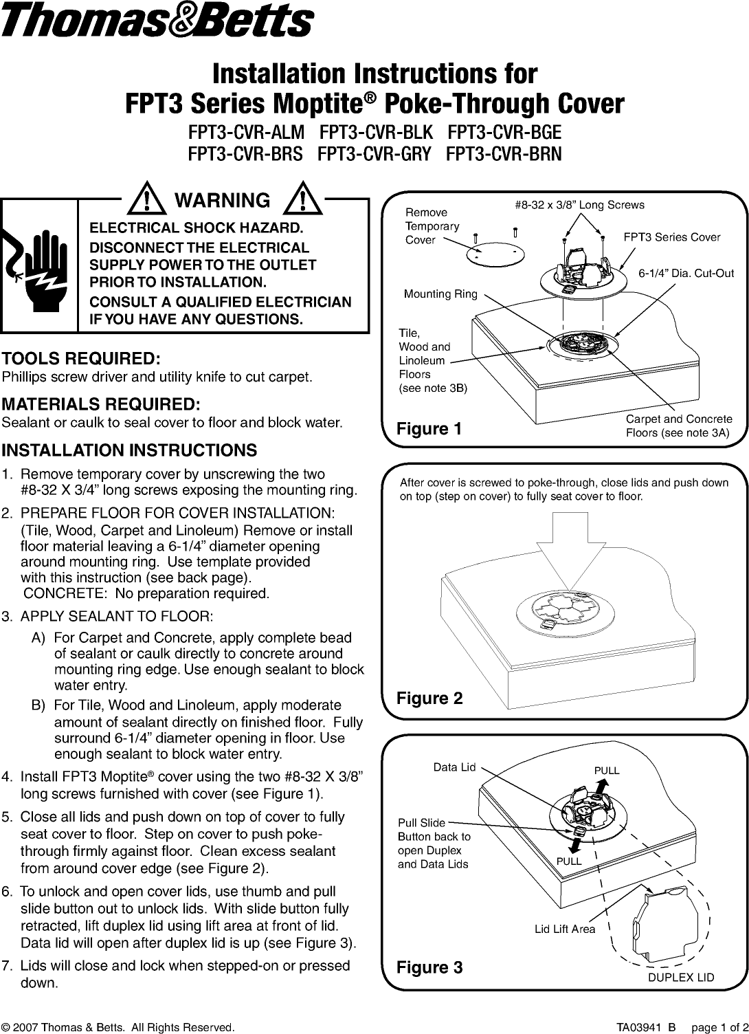 Page 1 of 2 - Installation Directions