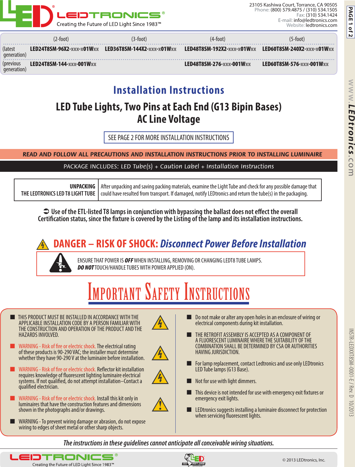 Page 1 of 2 - Installation Directions