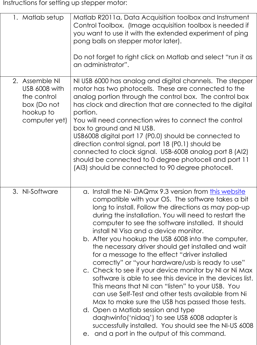 Page 1 of 4 - Instructions For Setting Up Stepper Motor