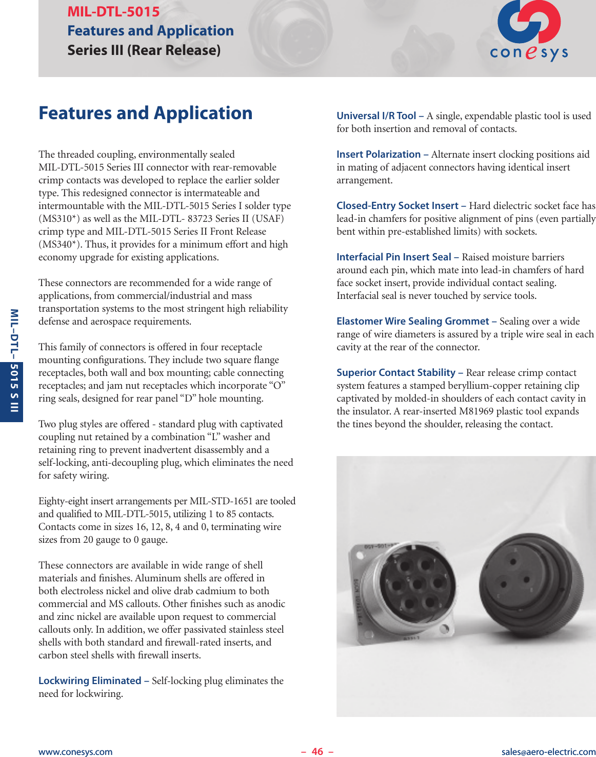 MIL DTL 5015 (Series III) Rear Release 605257 Catalog
