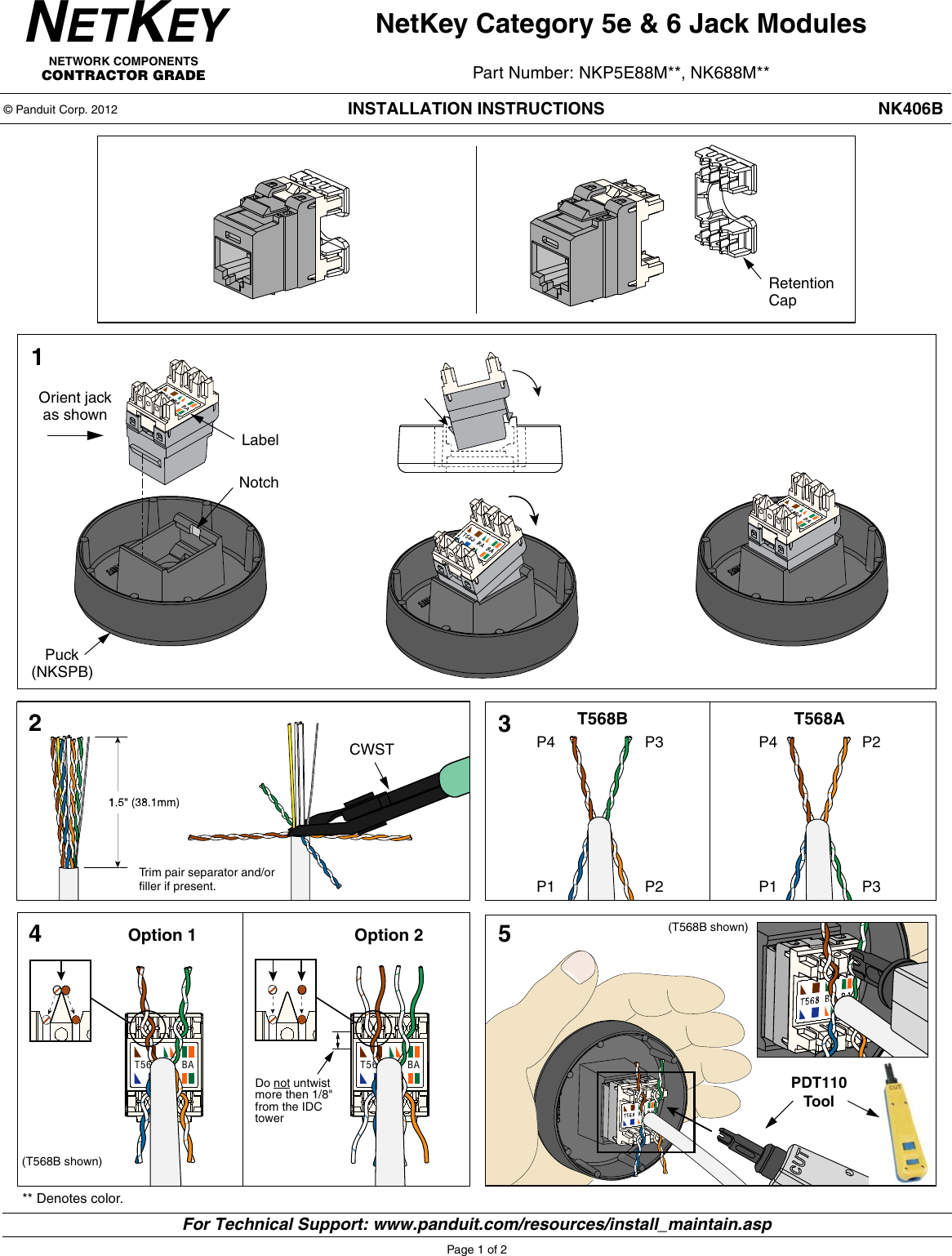 Page 1 of 2 - NK406B  Installation Directions