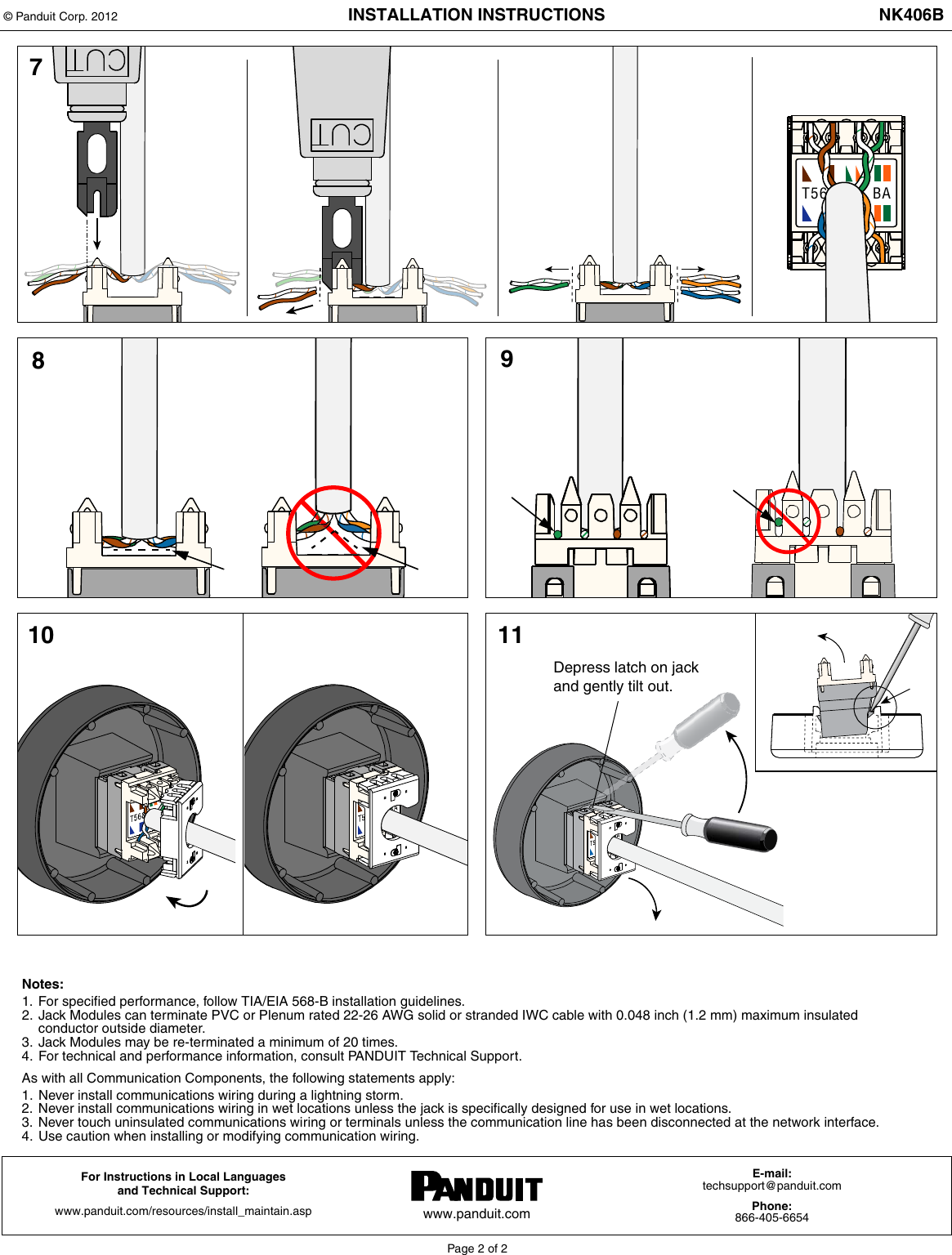 Page 2 of 2 - NK406B  Installation Directions