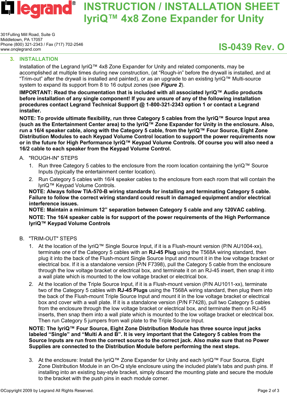 Page 2 of 3 - IS-0439  Installation Directions