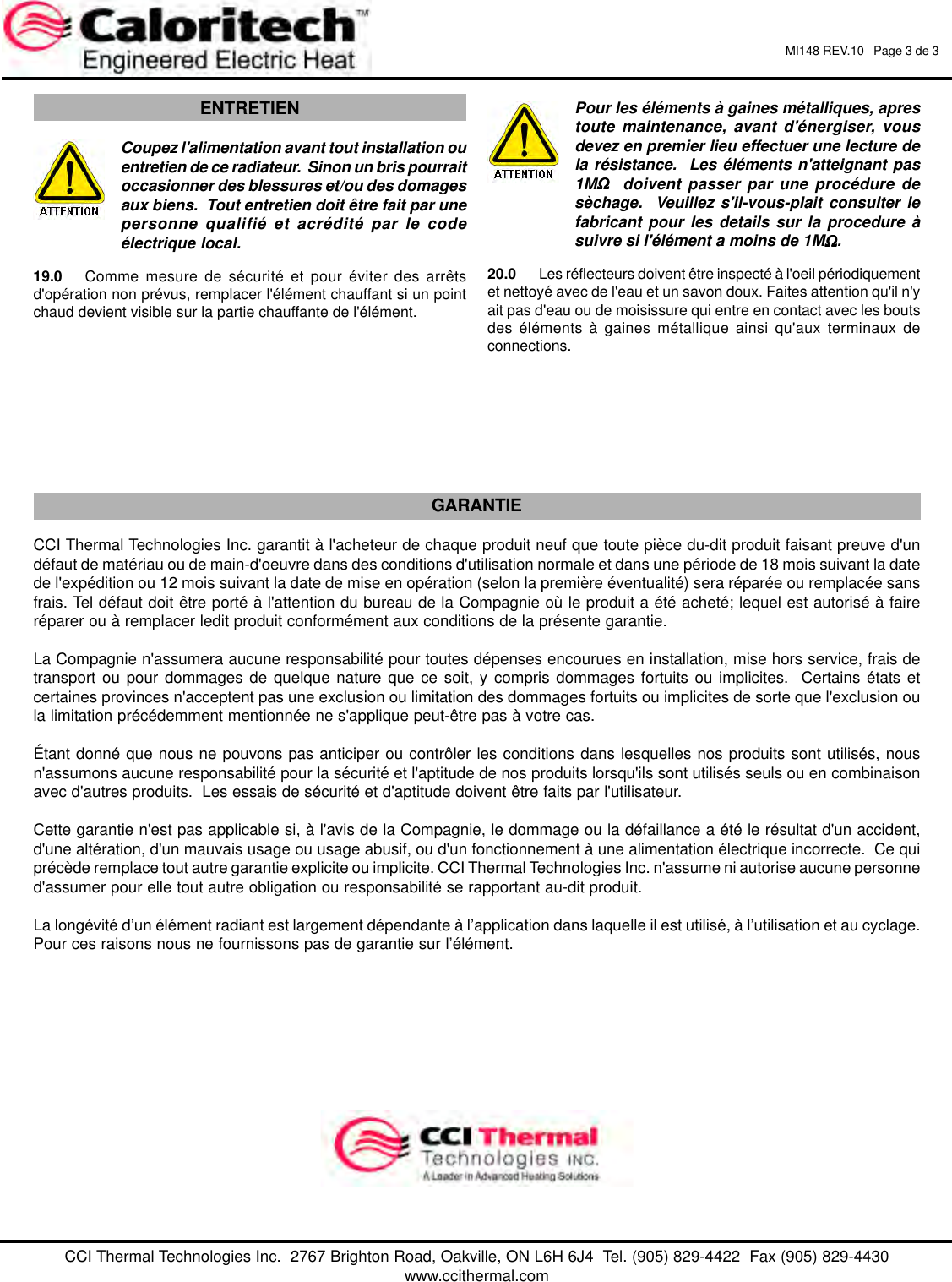 Page 6 of 6 - Caloritech Series OKB/OKD/OKH Infrared Radiant Heaters - Instruction Sheet  7024-Installatioun