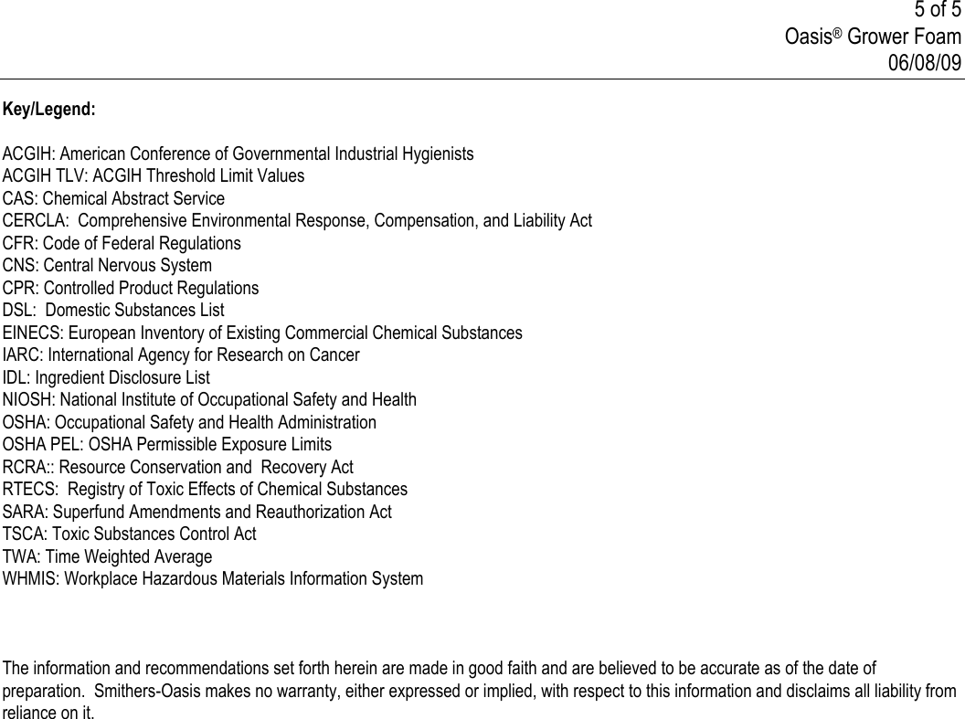 Page 5 of 5 - FORM  713650 MSDS