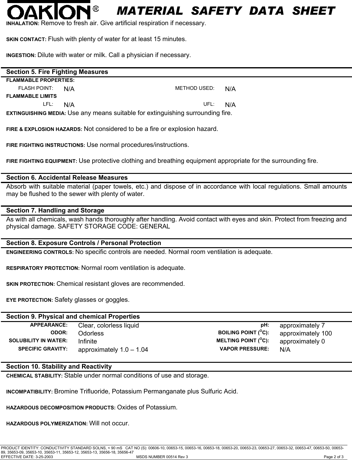 Page 2 of 3 - 00514  716114 MSDS