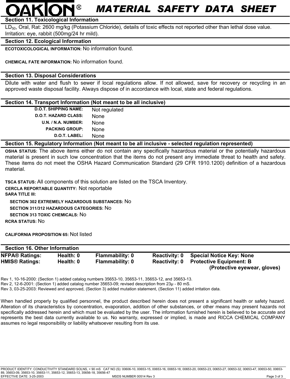 Page 3 of 3 - 00514  716114 MSDS