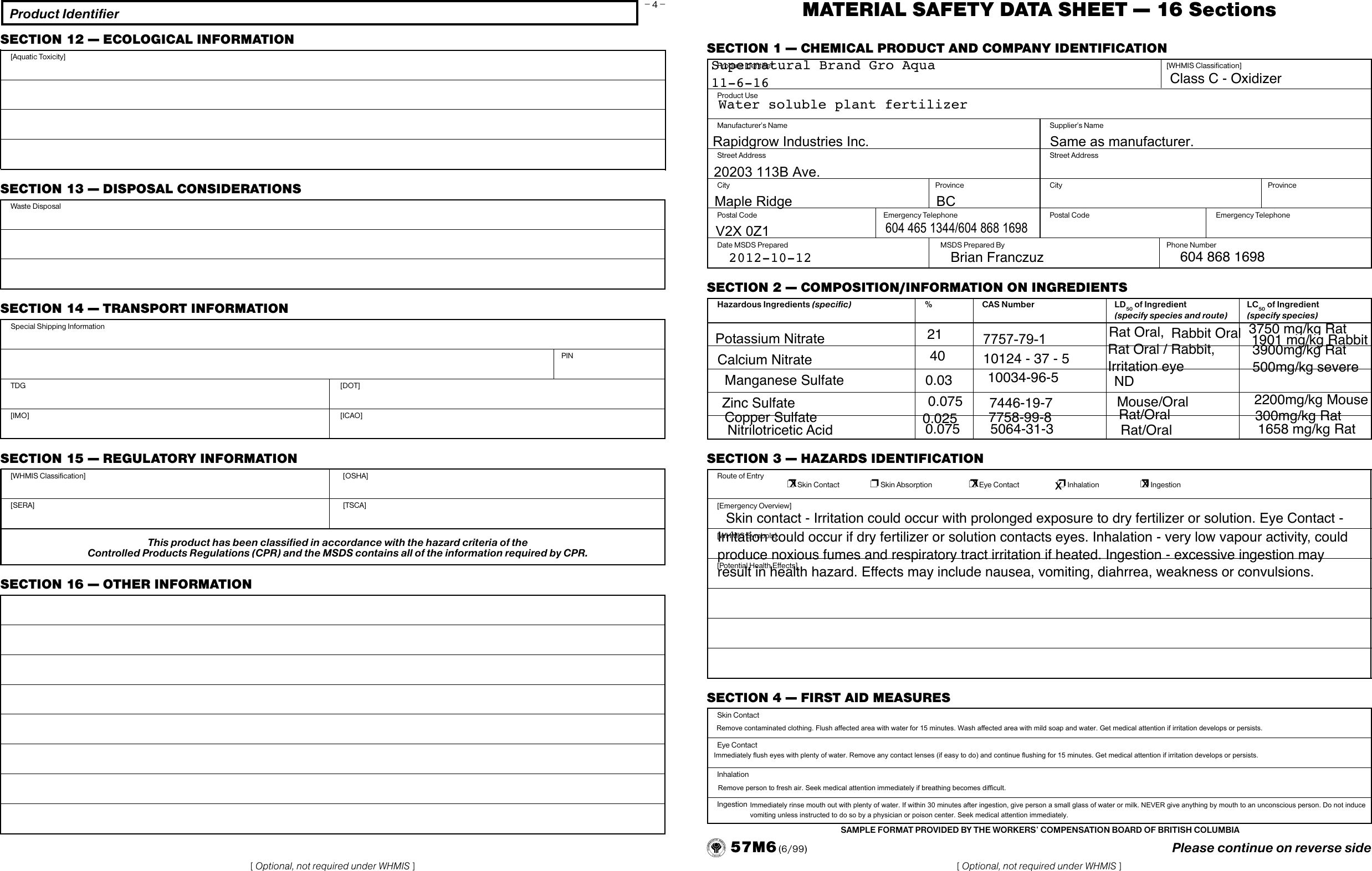 Material Safety Data Sheet Sections Hse Images Videos Gallery