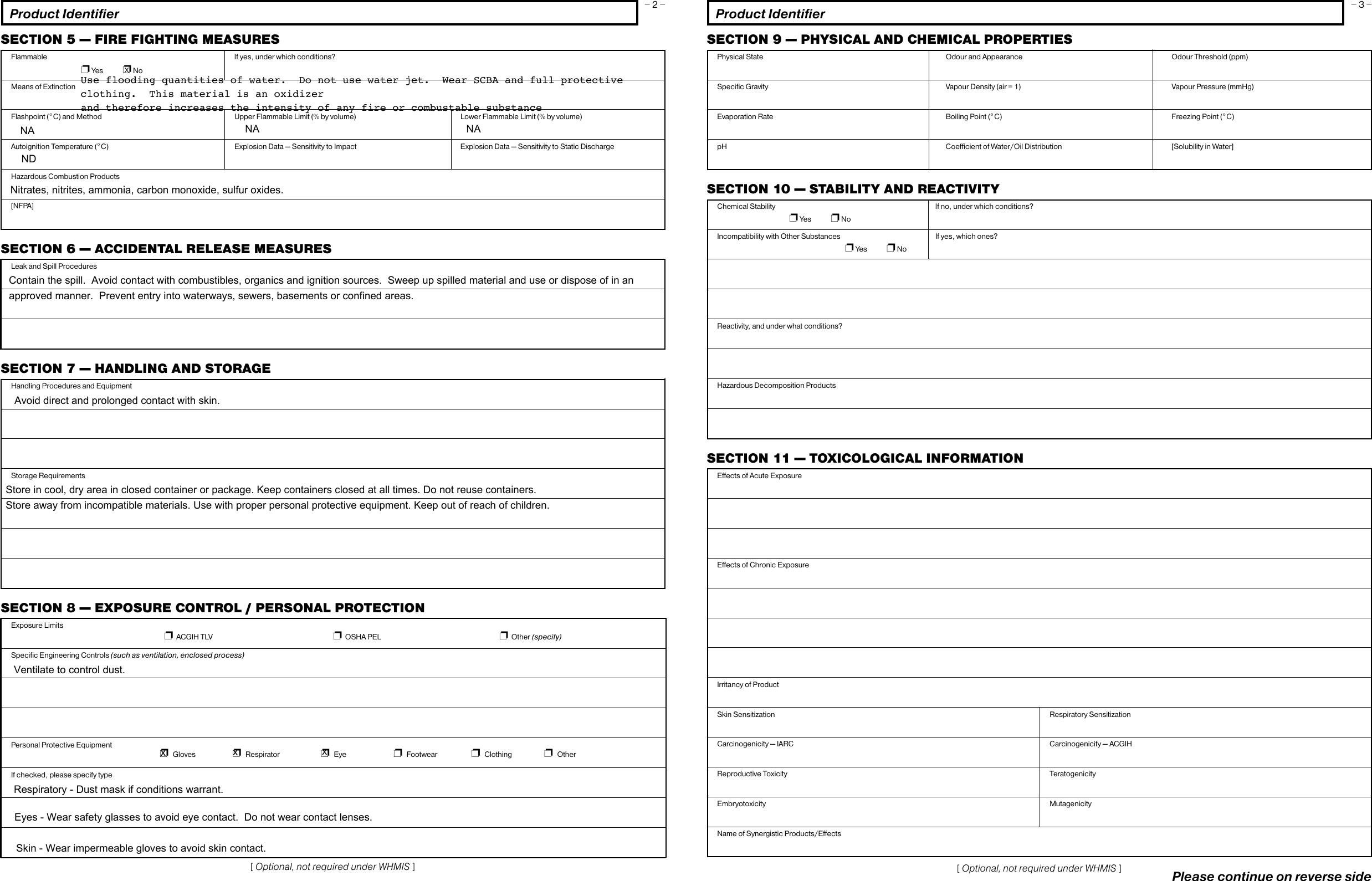 Page 2 of 4 - Material Safety Data Sheet -- 16 Sections  717324 MSDS