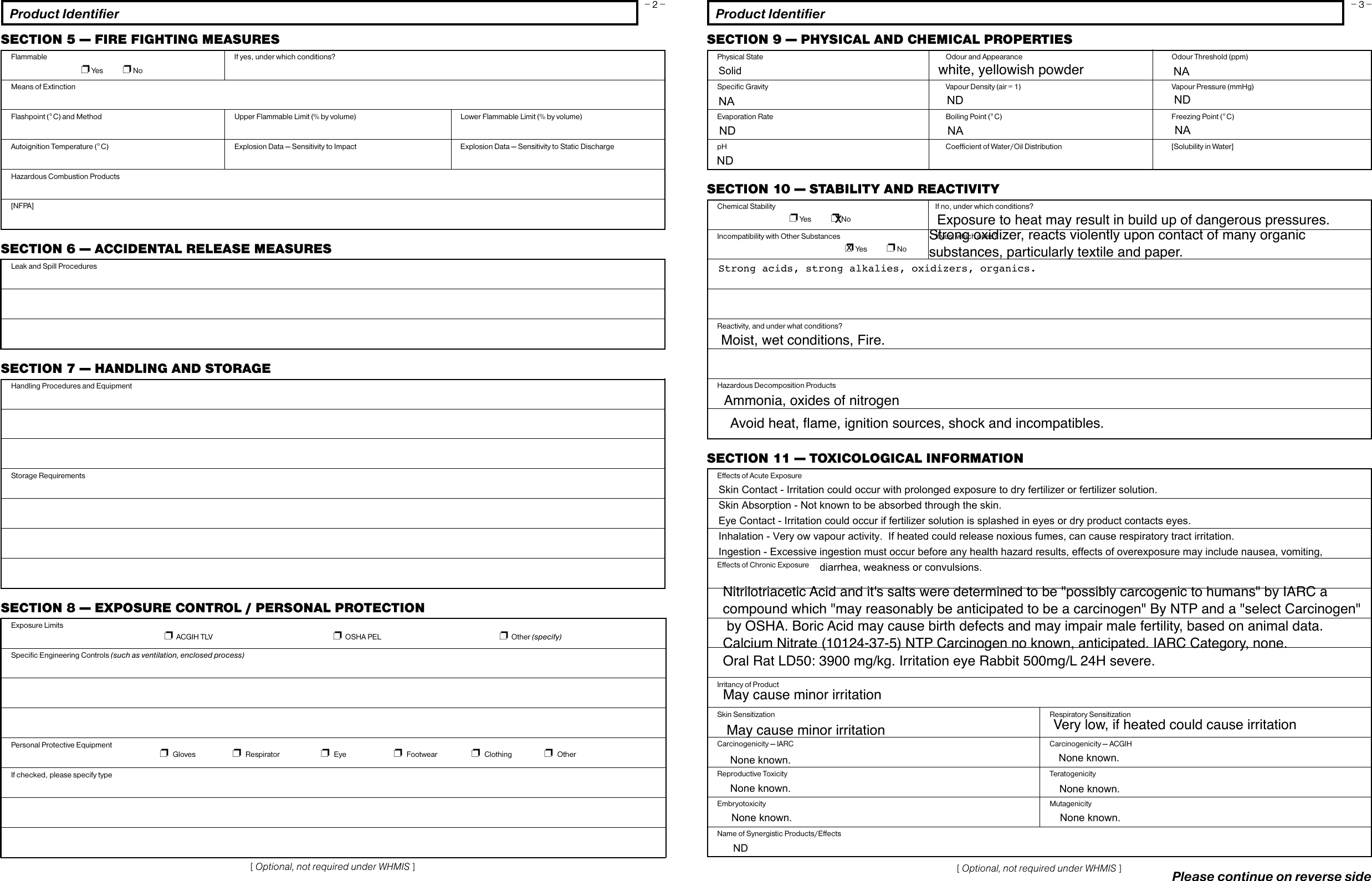 Page 3 of 4 - Material Safety Data Sheet -- 16 Sections  717324 MSDS