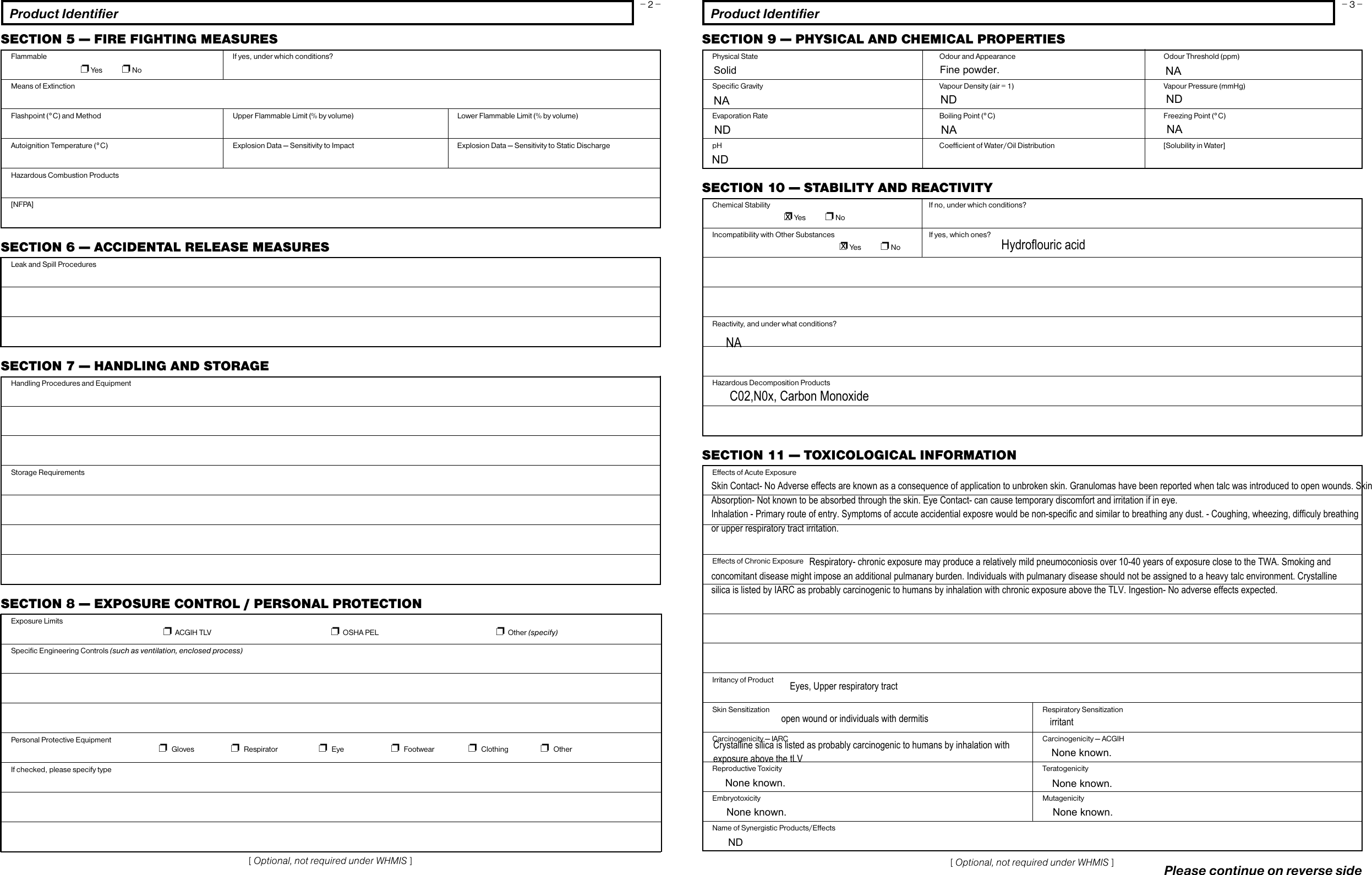 Page 3 of 4 - Material Safety Data Sheet -- 16 Sections  717376 MSDS