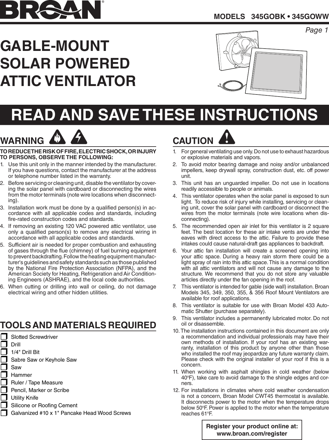 Page 1 of 12 - Installation Directions