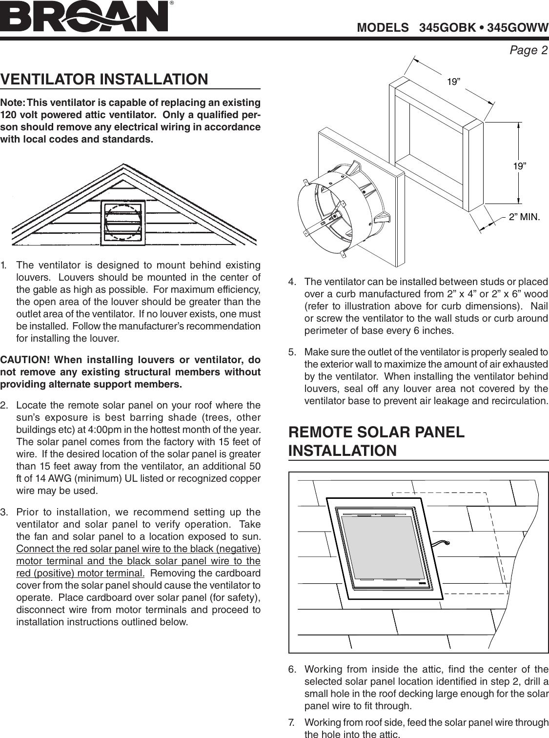 Page 2 of 12 - Installation Directions