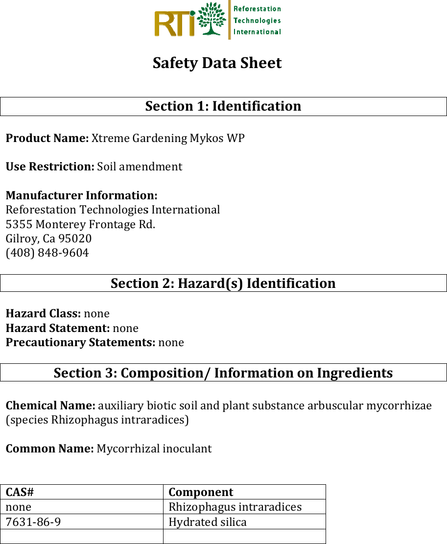 Page 1 of 4 - Xtreme Gardening Mykos WP SDS-revised  721220 SDS