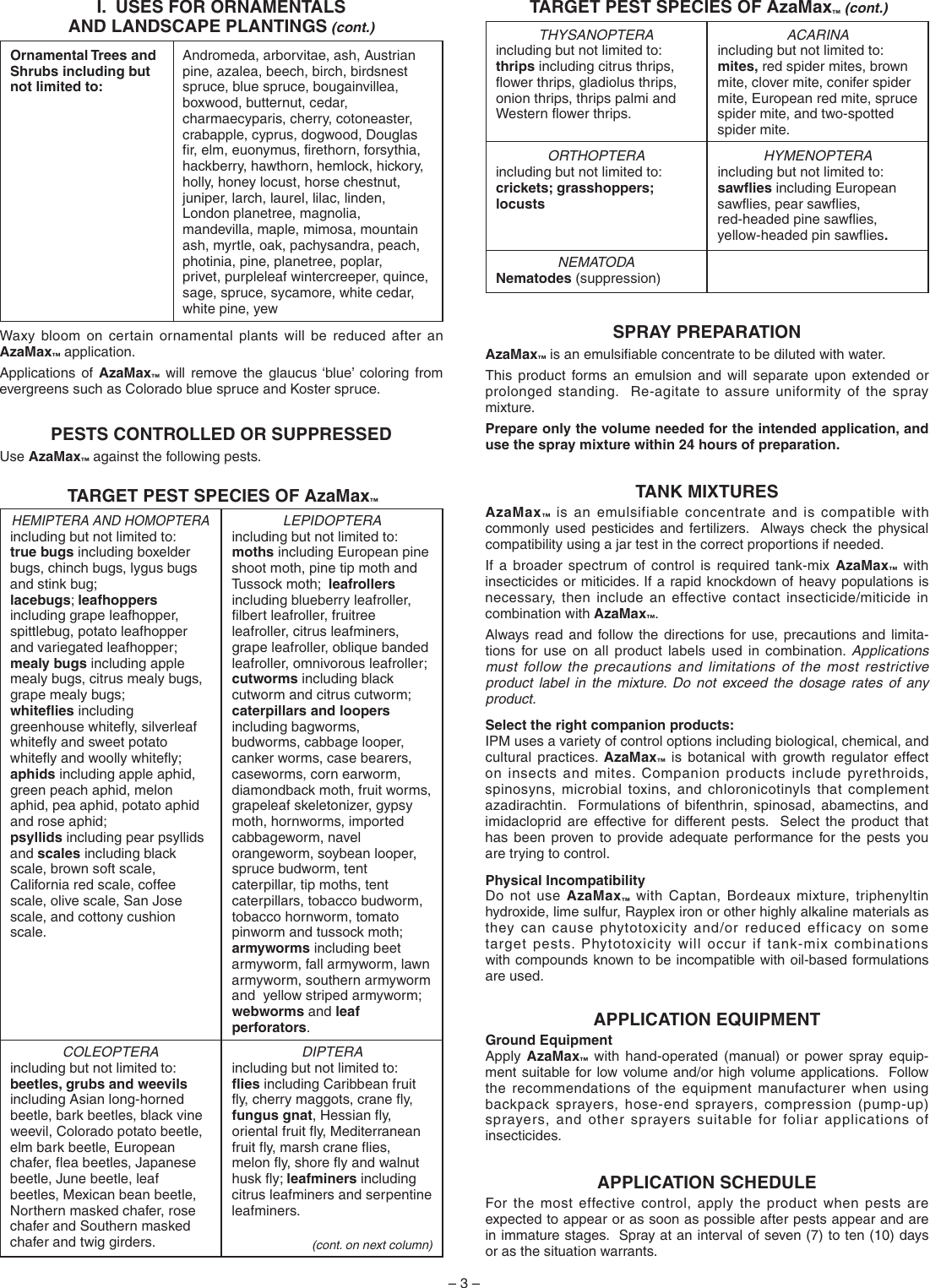 Page 3 of 5 - Azamax Specimen Label  724464 Instructions