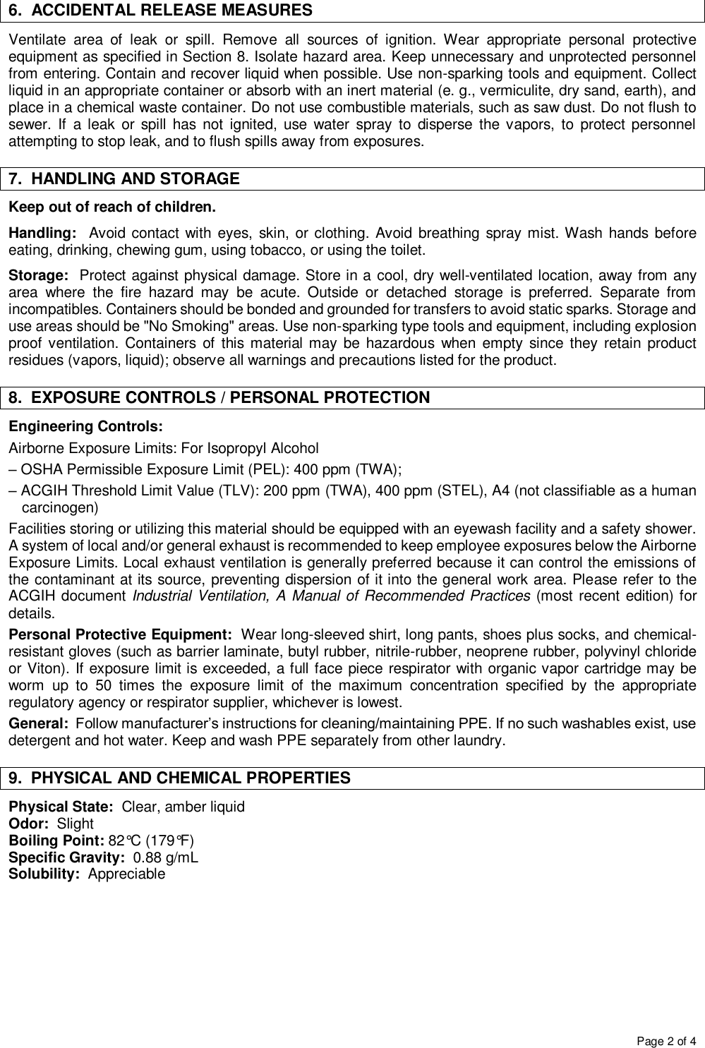 Page 2 of 4 - SAFETY DATA SHEET  726310 MSDS