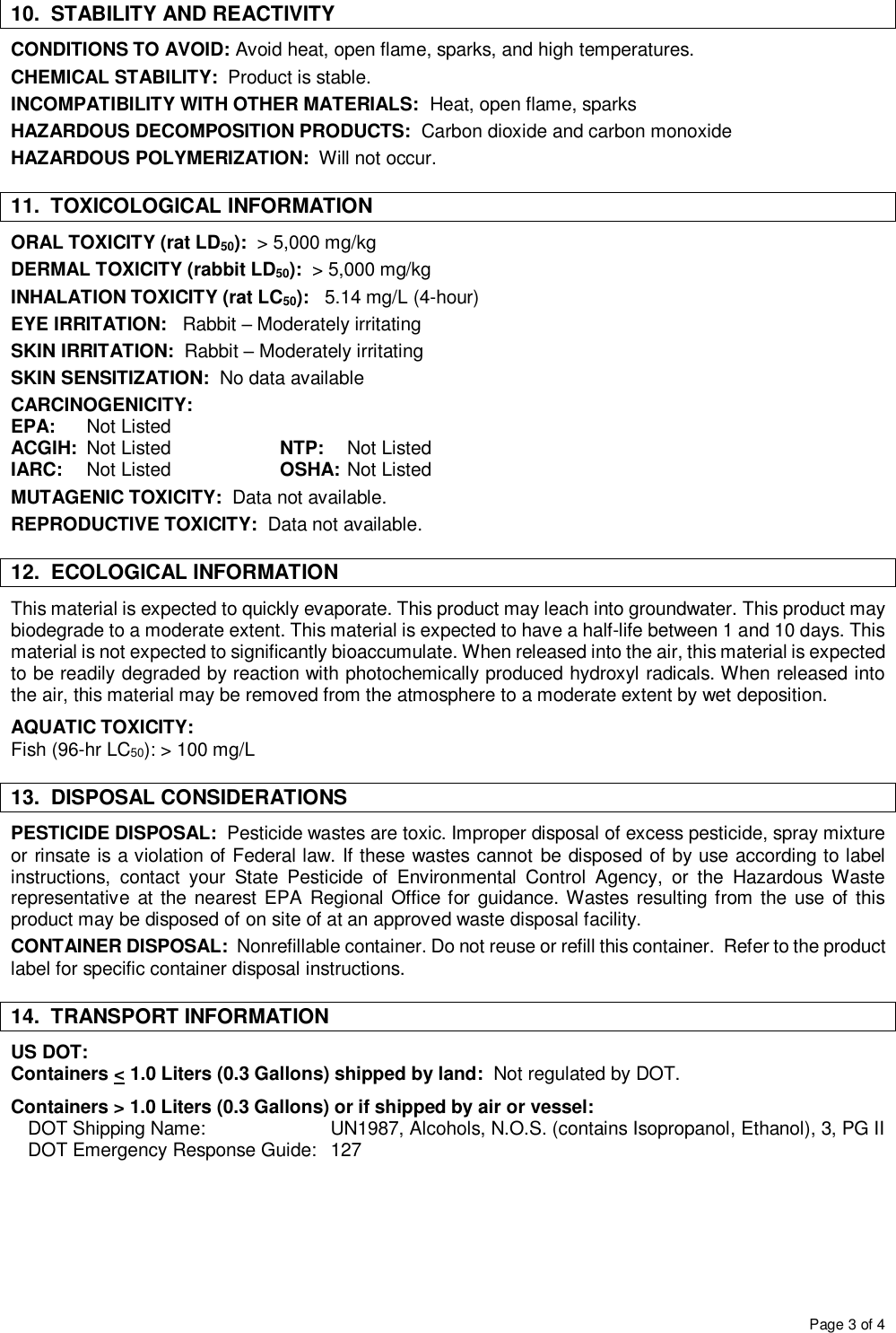 Page 3 of 4 - SAFETY DATA SHEET  726310 MSDS