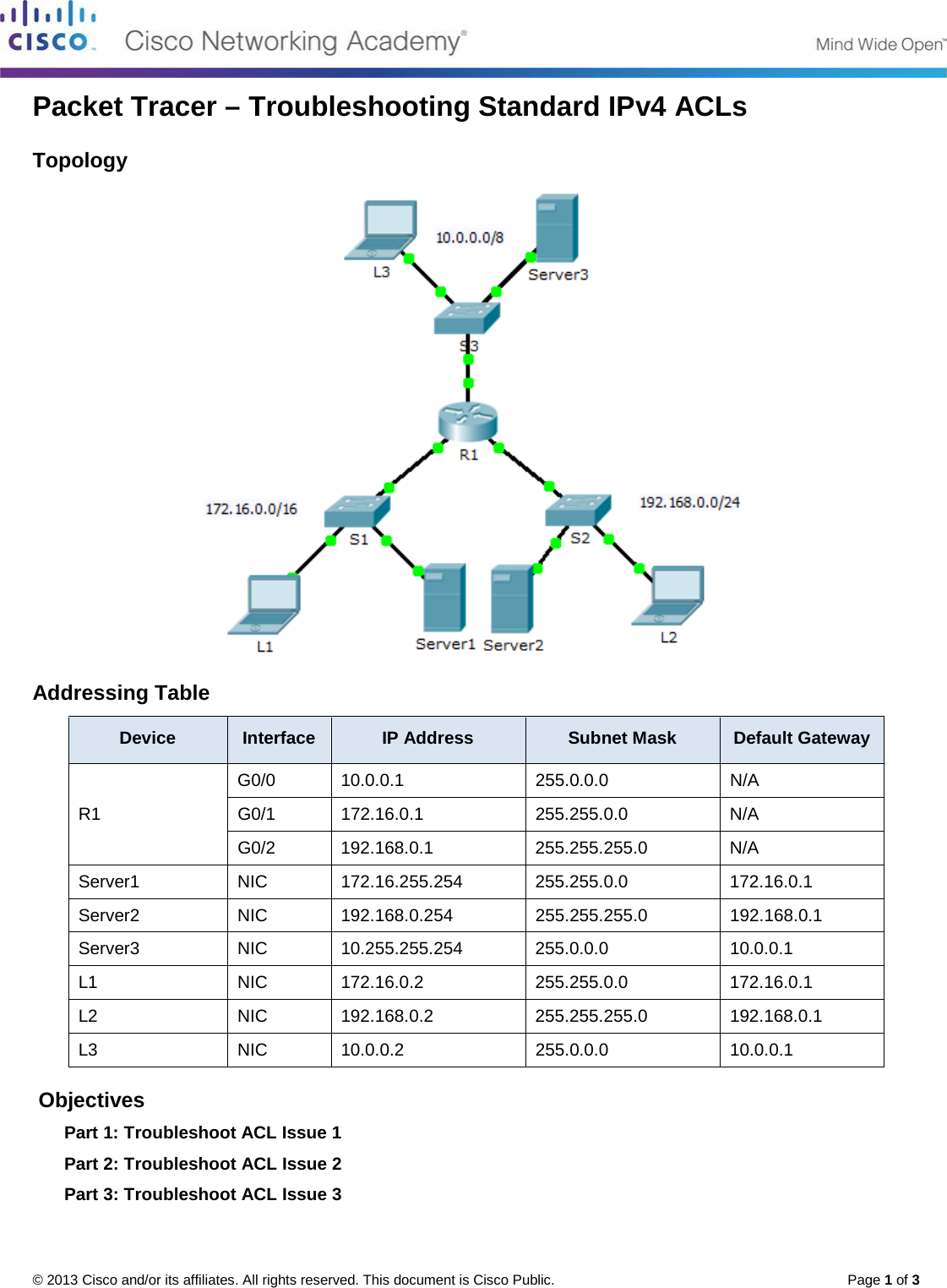 7 3 2 4 Packet Tracer Troubleshooting Standard Ipv4 Acls Instructions