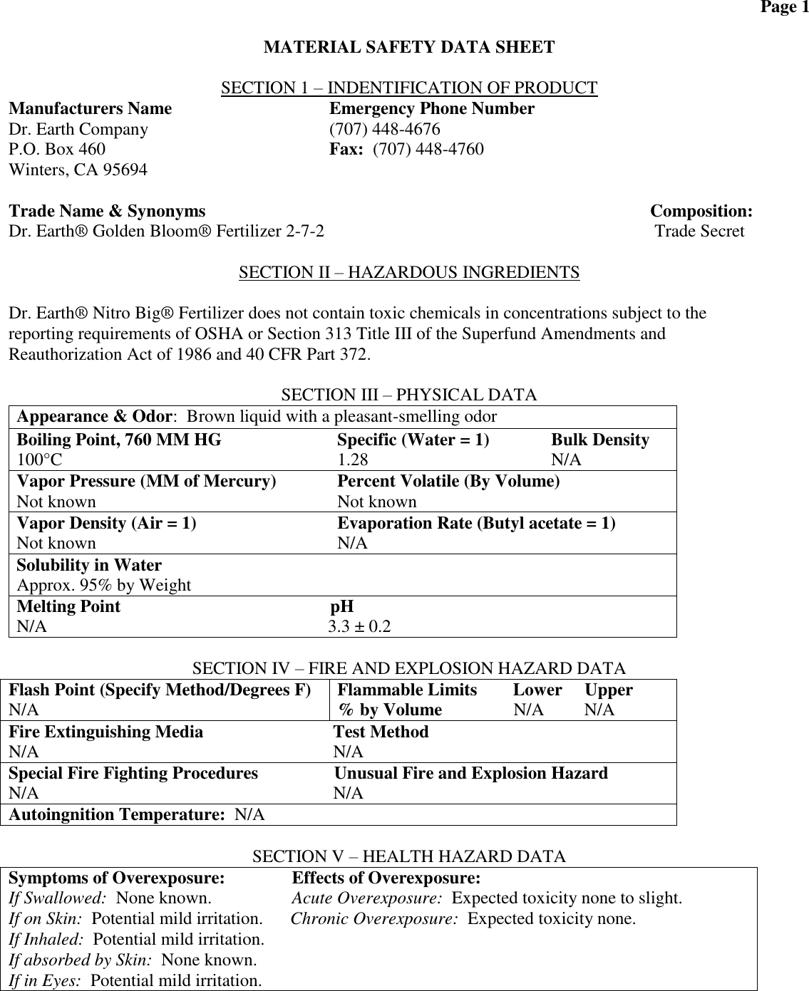 Page 1 of 2 - Liquid Solution 3-3-3 MSDS Info-Sheet 739445