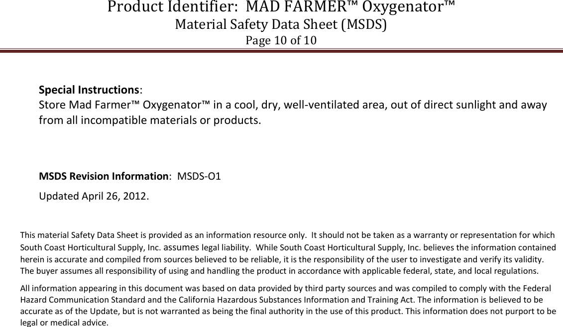 Page 10 of 10 - 749976 MSDS