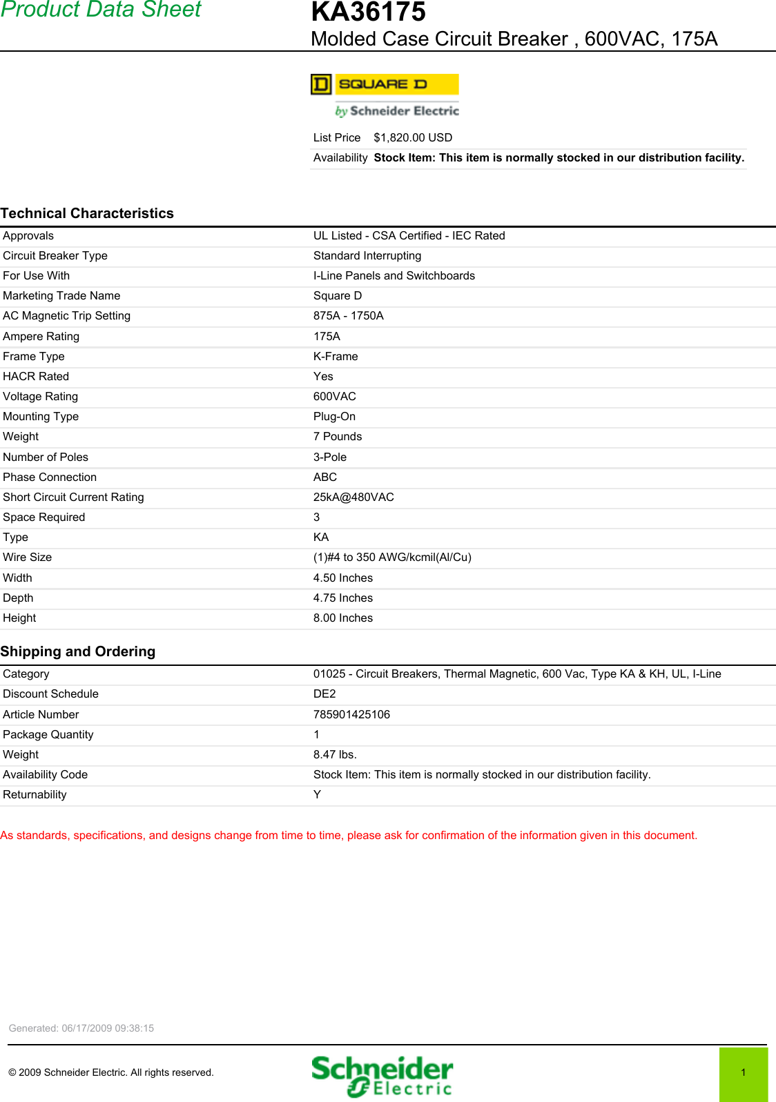 Page 1 of 2 - Product Detail Manual 