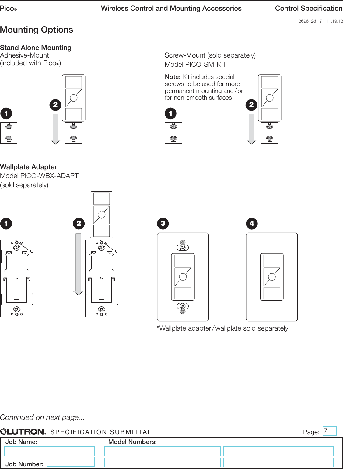 Page 7 of 8 - Lutron Pico PJ2-2B-GWH-L01 Spec Sheet